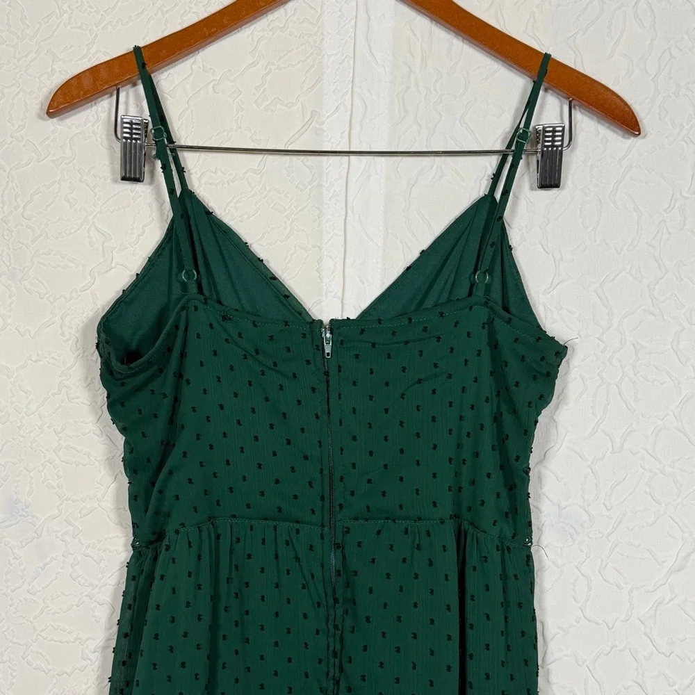 Trixxi Emerald Green Embroidered Ruffle Tiered Mini Dress Sz L